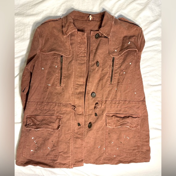 Free people paint splatter jaquard jacket rust size S - Picture 6 of 7